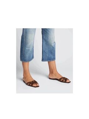 Yves Saint Laurent Brown Braided Leather Slide Mules